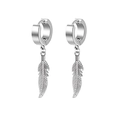 Silver feather drop earrings in titanium steel for a minimalist punk style look - Style 8 (Feather Pendant) / Silver