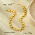 Detailed specs of the gold shell chain necklace showing 45+5cm length and link dimensions - Gold Shell Shape Chunky Chain Necklace