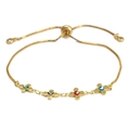 Bracciale dorato regolabile con fiori in smalto colorato e ciondoli occhio di Allah - Stile Fiore Malocchio 4 Colori