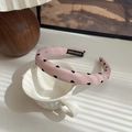 Pink heart pattern padded headband with soft fabric finish for a sweet elegant style - Pink-Heart