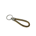 Portachiavi in pelle intrecciata con cinturino nero e marrone e anello in metallo - Nero e Giallo