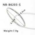 Sleek silver stainless steel textured bangle with 0.4cm width and 6.5cm diameter specs - Silver Round Tube Fine Thread Style (NB-B6203-S)