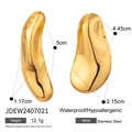 Boucles d'oreilles irrégulières en acier inoxydable doré avec finition étanche - Forme Fluide Irrégulière Dorée (JDEW2407021)
