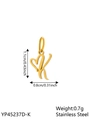Golden heart-shaped letter K pendant made of stainless steel with size measurements - Geometric Heart-K