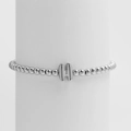 Minimalist silver beaded stretch bracelet featuring a polished 18k letter H charm - Silver H