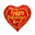 Red heart-shaped Valentine's Day foil balloon with golden happy Valentine's day text - 18 Inch Heart Gold Outline Valentine TX128