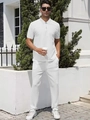 Ensemble d'été blanc pour homme avec polo zippé et pantalon de sport décontracté - S / Blanc