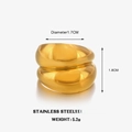 Anello spesso in acciaio inossidabile dorato con design a onde a doppio strato - Anello Irregolare d'Oro / Oro
