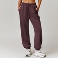 Dunkelila Jogginghose mit hoher Taille, Kordelzug und elastischen Bündchen für die Freizeit - S / Traubenlila