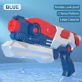 Blue and red 1200ml large capacity water gun with three adjustable nozzles and leakproof design - 3-in-1 Pull Water Gun Blue