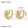 18K gold plated stainless steel sunflower earrings with white marquise zircons - Sun Flower Zirconia Huggie (NB-E1513)