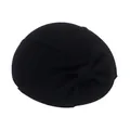 Elegant black wool beret with large bow decoration for women, autumn and winter style - M (56-58cm) / Black