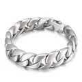 Bracelet gourmette en acier inoxydable 316L argent mat avec fermoir pliable pour homme - Couleur Acier Brossé (KB25515-D)