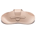 Étui à lunettes portable en similicuir abricot avec coutures blanches et bouton pression - Rose Clair