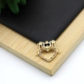 Golden 18K gold-plated MOM crown heart pendant charm with colorful micro-inlaid stones - MOM Heart Crown Style