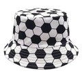Klassischer Fischerhut mit Fußballmuster und schwarz-weißem Sechseckdruck für Sonnenschutz - M(56-58cm) / Fußballmuster