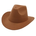 Klassieke kameelbruine western cowboyvilt hoed met platte rand en retro minimalistisch design - Volwassene / Khaki
