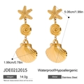 Hypoallergene goldene Edelstahl-Ohrringe mit Seestern-, Spiral- und Muschelanhängern - Ohrringe - Seestern Spiralmuschel (JDE0212015)