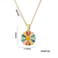 Colorful enamel daisy flower necklace in titanium steel with detailed size parameters - Enamel Multi-color Daisy Gold (309)
