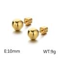 10mm golden spherical ball stud earrings in polished stainless steel for women - 10mm / Gold