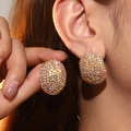 Boucles d'oreilles ovales scintillantes avec strass irisés et monture dorée - Style Ovale Iridescent Or (DTE1216403GL-WAB)