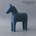 Blue Dala horse wooden ornament in matte finish, dimensions 23cm height and 22cm length - Minimalist Horse - Blue Large