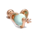 Chic rose gold elephant cartilage stud with light green bead and white zircon - Elephant Style (EGD0033) / Rose Gold