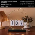 Nordic gold heart iron LED calendar night light with black wooden base for home decor - Heart Black Base Calendar