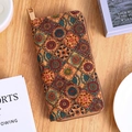 Long cork wallet with colorful bohemian mandala prints and gold zipper detail - Style H