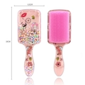 Pink cartoon air cushion hairbrush with glitter sequins and size measurement details - 01-Bicycle Perfume Pink