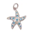 Pendentif étoile de mer DIY en métal argenté orné de strass bleu clair - K642200-White Gold Starfish