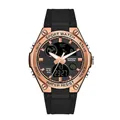Men's multifunctional sports watch with rose gold case and black silicone strap - 6067 Black Rose Gold Women's
