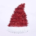 Cappello natalizio rosso con paillettes e bordo in peluche bianco per decoro festivo - Cappello di Natale