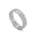 Anillo abierto de acero inoxidable plateado con textura trenzada y estilo industrial chic - US 6 / 5mm Color Plata (KR101542-KFC)