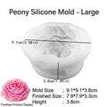 Pfingstrose Silikonform für DIY Kerzen und Seifen mit genauen Größenabmessungen - Pfingstrose-Groß