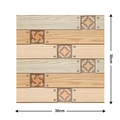 3D self-adhesive wall sticker with square wood grain pattern and star motifs, 30x30cm - 529-Patterned Patchwork Wood