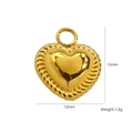 Golden stainless steel heart pendant with twisted rope border, 15x12mm DIY jewelry charm - Braid Texture Edge Heart Pendant (15x12mm)