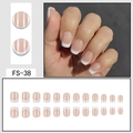 Short square nude French tip press-on nails set with 24 pieces for women - FS-38 Nude Base White Tip Short Style
