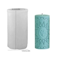 Cylindrical silicone candle mold with sun and moon pattern including size measurements - Star Moon Cylinder / White