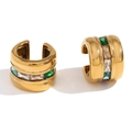Pendientes de aro bañados en oro de 18K con circonitas multicolores de corte rectangular - Oro con piedra multicolor