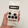 6-piece candy color hair clip set in black and white styles on display card - Black Lattice (6 Piece Set)