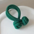 High-elasticity green woven hair rope with double knot design for ponytails - Green