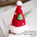 Christmas tree mini Santa hat hair clip with red fleece and white faux fur trim - Christmas Hat Hair Clip (Tree Style)