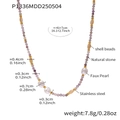 Detail of beaded necklace showing natural stones, pearls, and stainless steel spacers - Shell Pearl Natural Stone Beaded Necklace