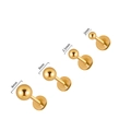 Golden stainless steel labret studs set in four sizes with polished round ball finish - Sphere / 0.8*8*2mm / Gold