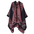 Dettaglio di uno scialle reversibile con motivi paisley in blu navy e rosso etnico - Taglia unica / Comic Paisley / Blu Scuro Rosso