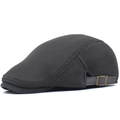 Dark grey breathable mesh beret with side bronze metal buckle for size adjustment - Dark Gray