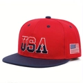 Klassische USA-Baseballkappe mit roter Krone blauem Schirm und 3D-Stickerei auf Weiß - Rot