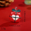 Macro view of Christmas gift box resin pendant with dimensions 0.98x0.86in and 2.5g weight - Red Gift Box with Pink Heart