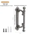 Vintage dark gray cast iron door handle set with screws, 16cm height, antique style - 6684 Door Handle